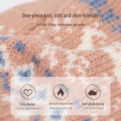 Guanti iWarm Love Natale Renna Lana Velluto Touch Screen: Caldo Maglione Invernale per Coppie