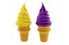 Speed Mao Realistic Soft Serve Ice Cream Food Set of 2 and Samples, (Yellow Purple)
