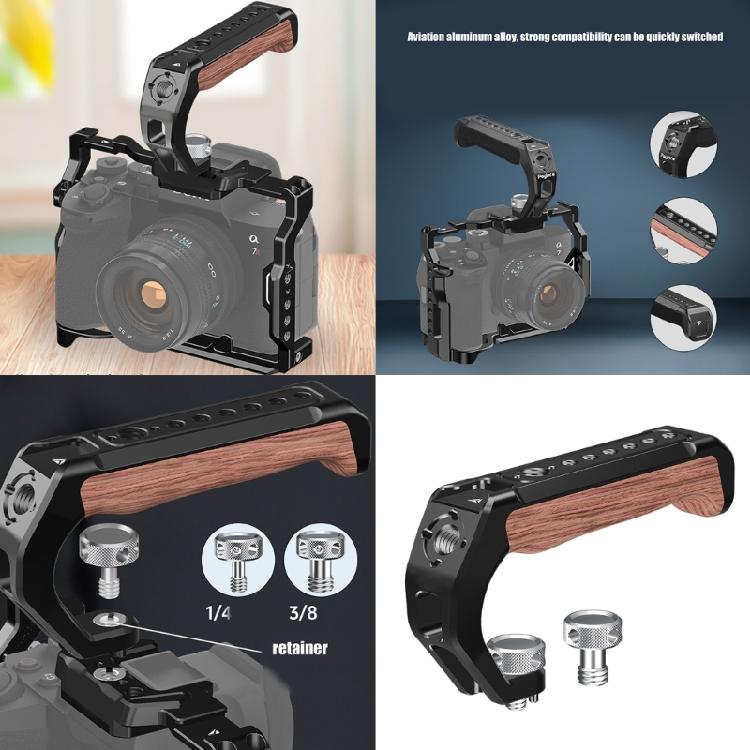 Camera Top Handle Handgrip 3/8 Locating Hole Cold Shoe Mount with 1/4 Holes for DSLR Cage Rig and Accessories