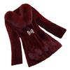 Cappotto in Finta Pelliccia Donna Inverno Morbido Fibbia Strass Slim Elastico Lunghezza Media