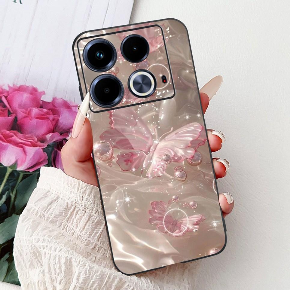 For Cover Infinix Note 40 40x 40Pro Plus Note40 Pro+ Phone Case Colorful Flower Butterfly Lxuru Women Fashion Soft Siliocne Etui