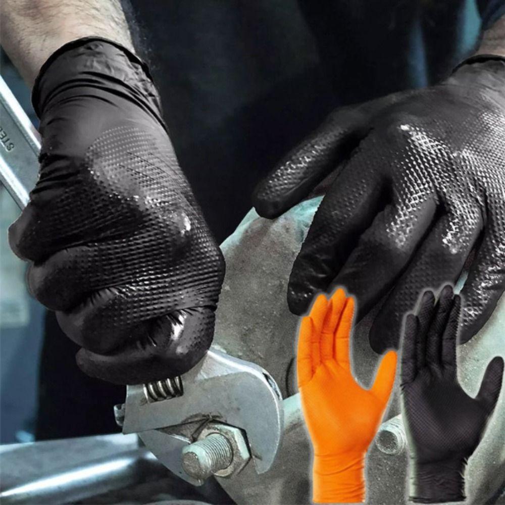 Textured Nitrile Gloves Latex Free Mechanic Gloves Mechanic Industrial Gloves  Work Gloves