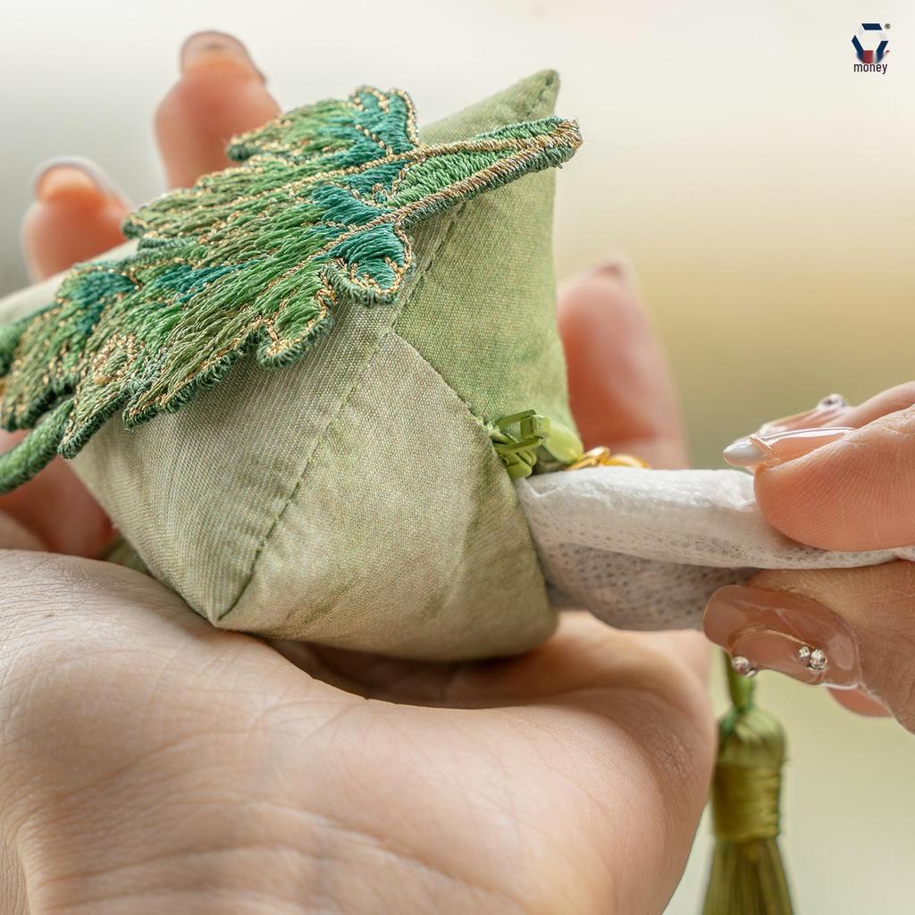 [Lisun] Dragon Boat Festival Embroidered Lotus Scented Sachet - Triangle Mugwort Leaf Zongzi Fragrance Bag