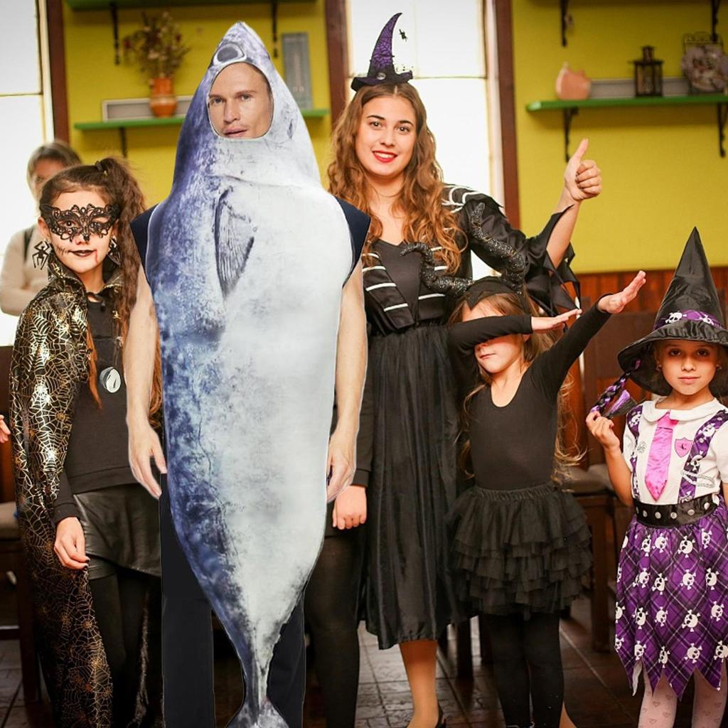 Fish Costume Halloween Suit Cozy Realistic Animal Dress Up Costume for Adult Masquerade Role Play Festival Celebration