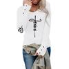 Tshirts For Women Long Sleeve,Round Sleeve Vertical Cross Casual Graphic Shirt,