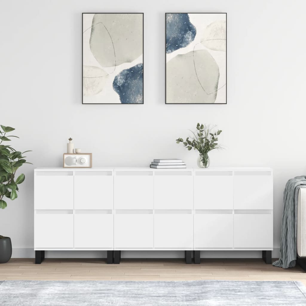 Sideboards 3 pcs White Particleboard