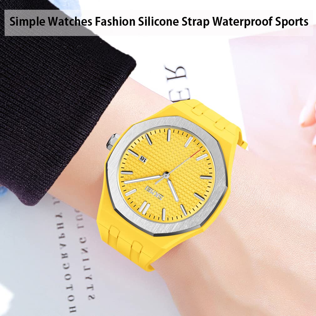 Simple Brand Analog Large Date Gift for High School Students Men's Watch, Design, Silicone, Sports, Waterproof, Stylish, Casual, Name, Quartz,