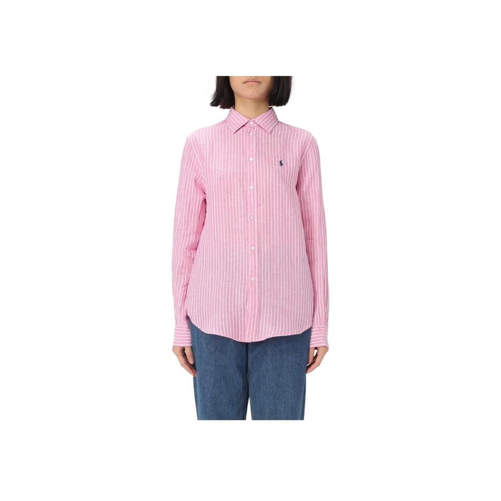 Polo Ralph Lauren Polo Striped Long Sleeve Shirt Women Shirts Pink 211970691-001