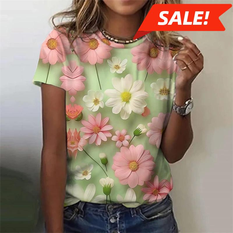Harajuku Flower 3d Women's Y2k Graphic T Shirts Summer Clothes Women Casaul Everyday Tops Female Short Sleeve Tee Blouse Y2k
