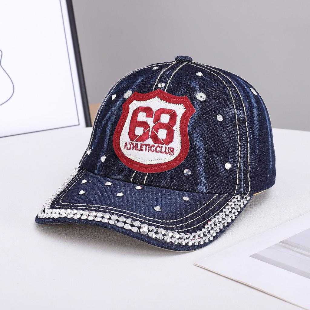 Fashion new handmade rhinestone baseball cap women's European and American fashion diamond-encrusted denim sunshade cap