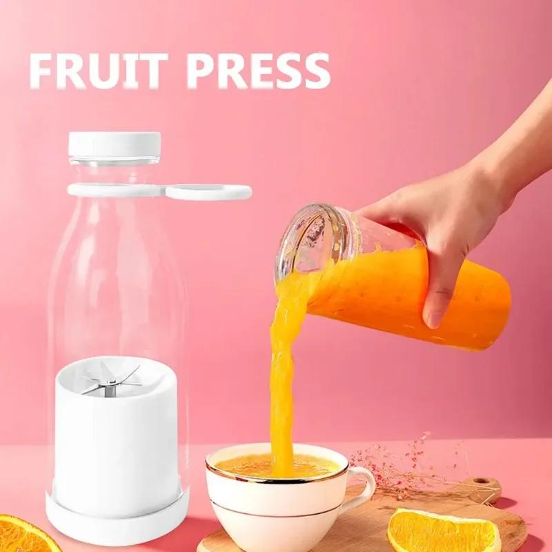 Mixeur de fruits multifonction blanc 380 ml, mini mixeur électrique portable, extracteur de jus, rechargeable par USB