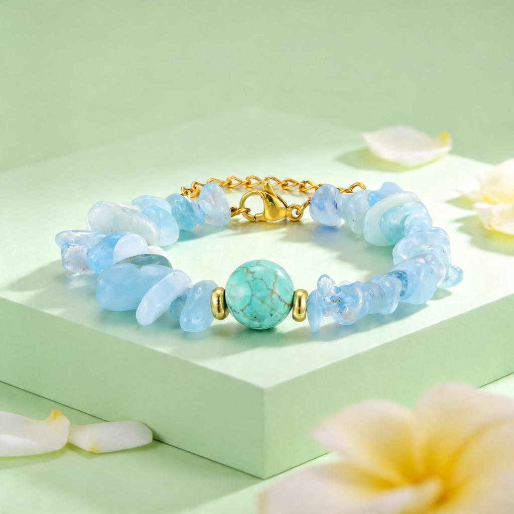 Irregular Turquoise Bead Bracelet for Women Natural Stone Gravel Chip Beads Bracelets Bohemian Braided Jewelry Bijoux Gift
