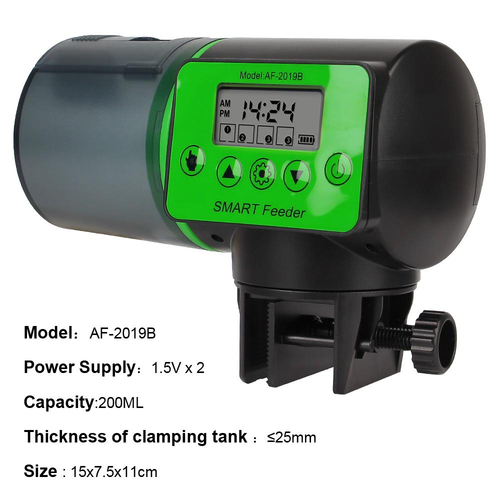 200ML Timer Feeder Digital Fish Tank 2 In 1 Manual and Smart LCD Display Adjustable Automatic Fish Feeder Aquarium