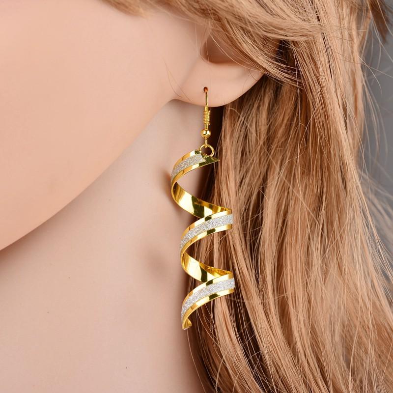 Women Frosted Spiral Pendant Dangle Earrings Fashionable Geometric  Eardrop Jewelry for Ladies
