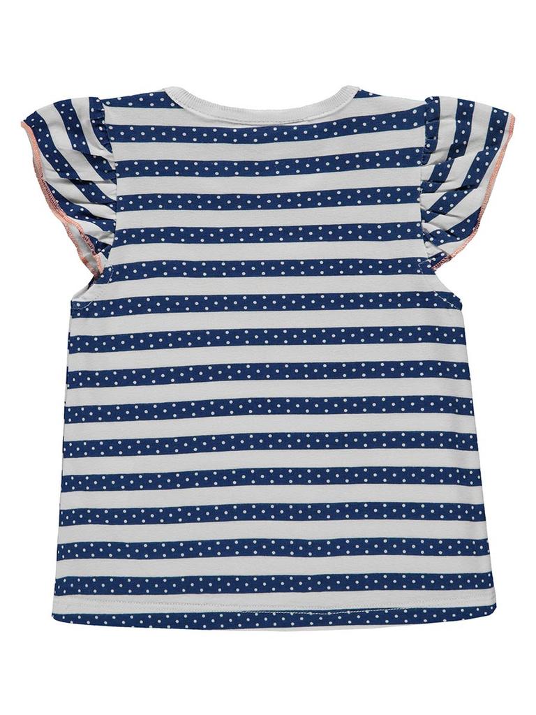 Girl's T-Shirt, White-Navy Blue, Stripes, Kanz