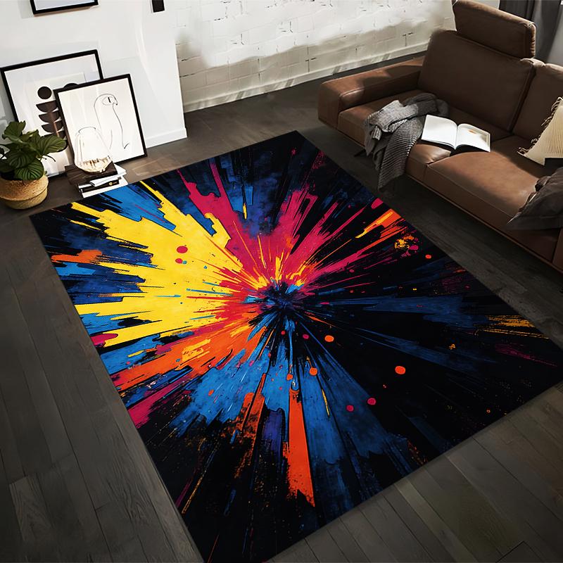 Abstract Colorful Burst Pattern Carpet, Modern Art Style Rug Design Suitable for use as an anti-slip for living room bedroom sofas