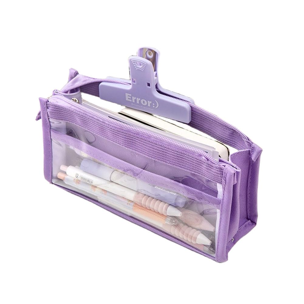 

Nannlia Transparent Pencil Large Stylish Korean Simple Suitable for Middle High and College Boys and Girls Case, Capacity, 6-Layer Storage, Design, фиолетовый