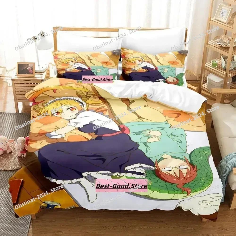 Mis Kobayashi's Dragon Maid Beding Set Printed Bed Linen Set With Pilowcase Bed Soft Duvet Cover Soft Quen Super King-Sized Dimensionsd Dimensions