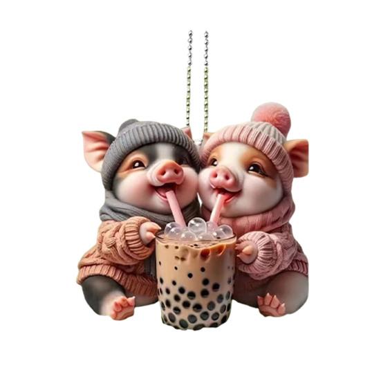 Car Pendant Lightweight Portable Cat Dog Design Hanging Pendant 2D Acrylic Charm Keychain Keys Backpacks Handbags Accessories