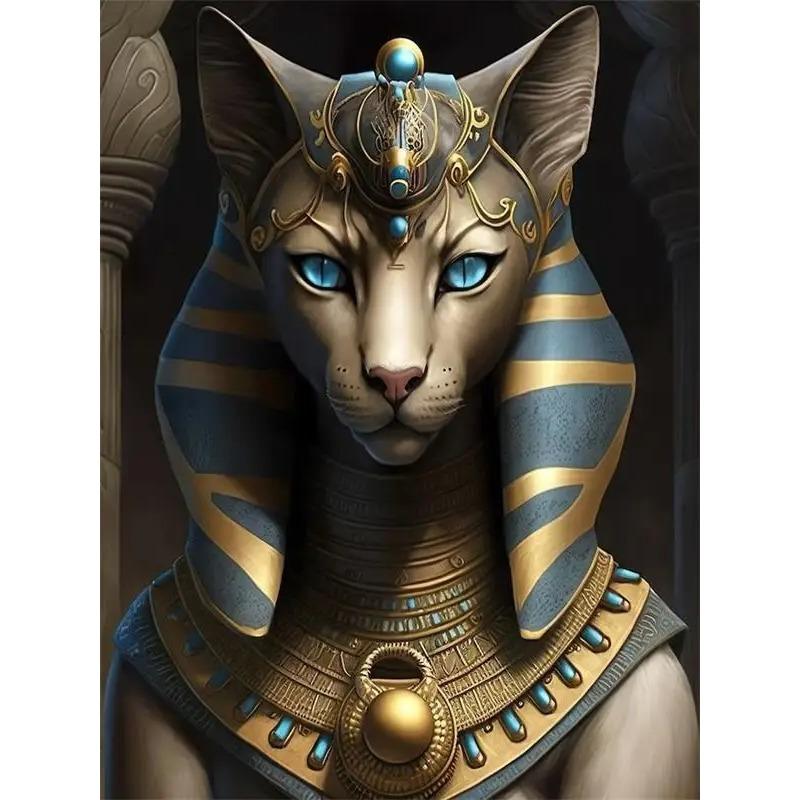 Stampe Poster Antiche Egizie di Bastet per Soggiorno Decorazioni per la Casa Mitologia Egizia Bastet Dea Gatto Pittura su Tela Arte da Parete