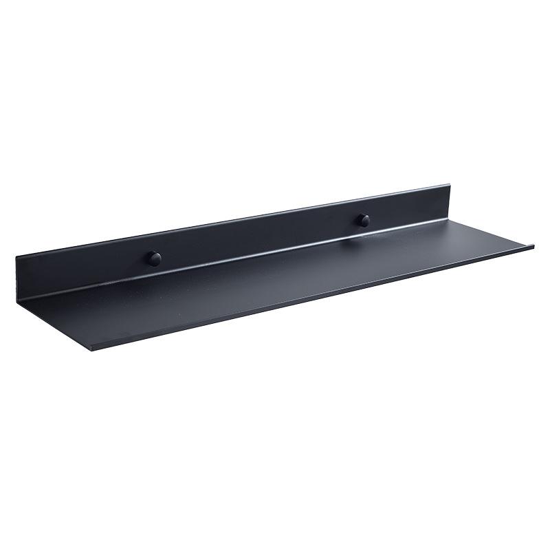 Black Bathroom Rectangular Storage Shelf Mirror Front Shelf Space Aluminum Matte Bathroom Organizer Rack60cm 2 pcs