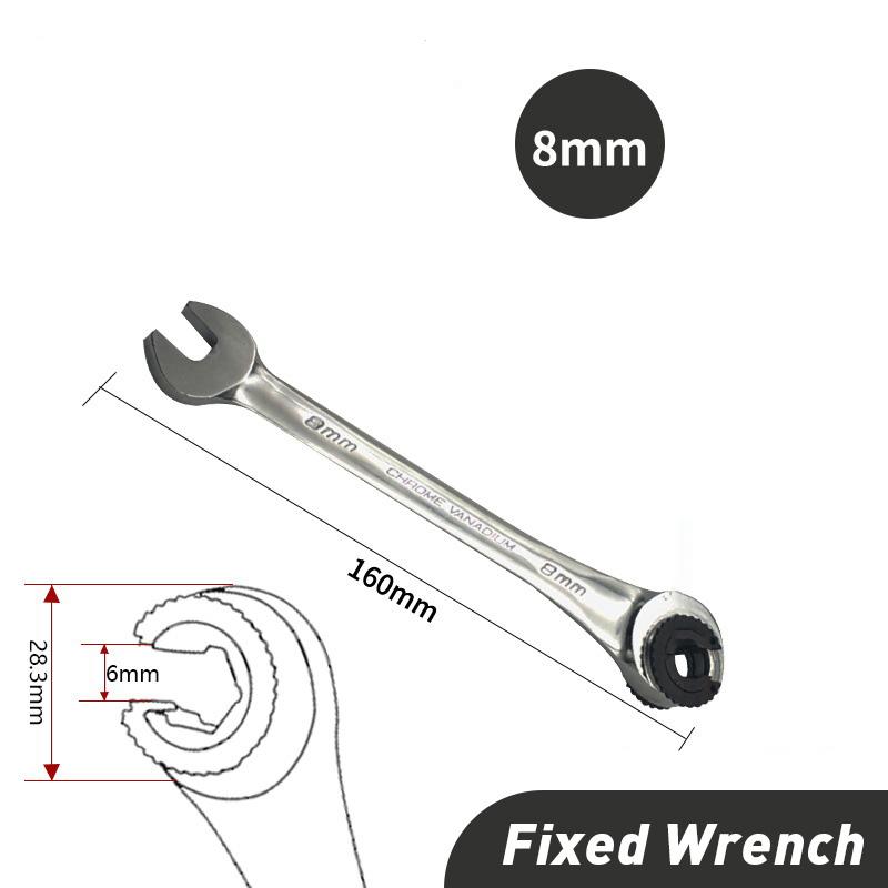 1PC Fixed Ratcheting Wrench Metric Ratcheting Spanner with 72 Teeth Chrome Vanadium Steel Tubing Ratchet Spanner 8-19mm Optional