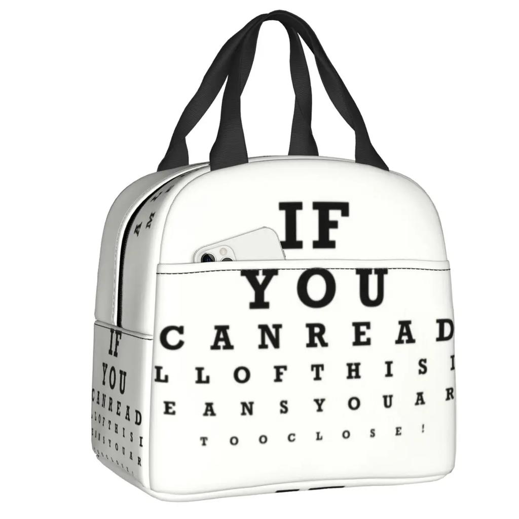 Funny Drummers Eye Chart Thermal Insulated Lunch Bag Women Resuable Lunch Container for School Office Outdoor Storage Food Box