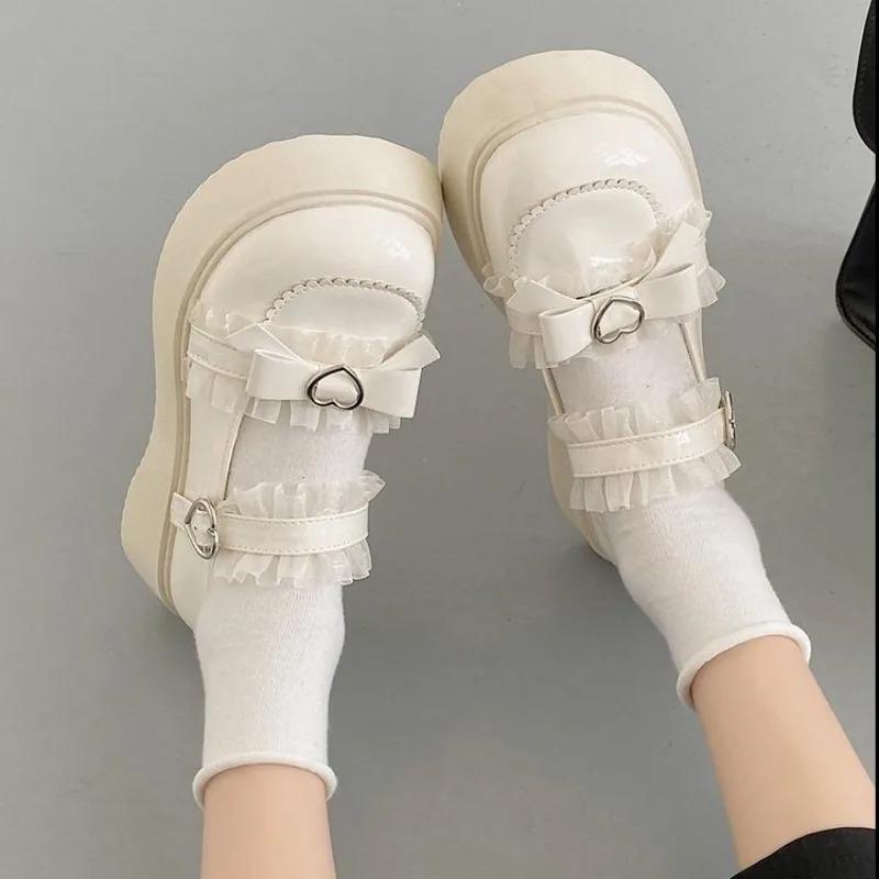 Chaussures Lolita pour Femmes Style Japonais Chaussures pour Jupes JK Chaussures Mary Janes Chaussures Classiques à Enfiler Plateforme Mocassins Chaussures de Robe Cosplay