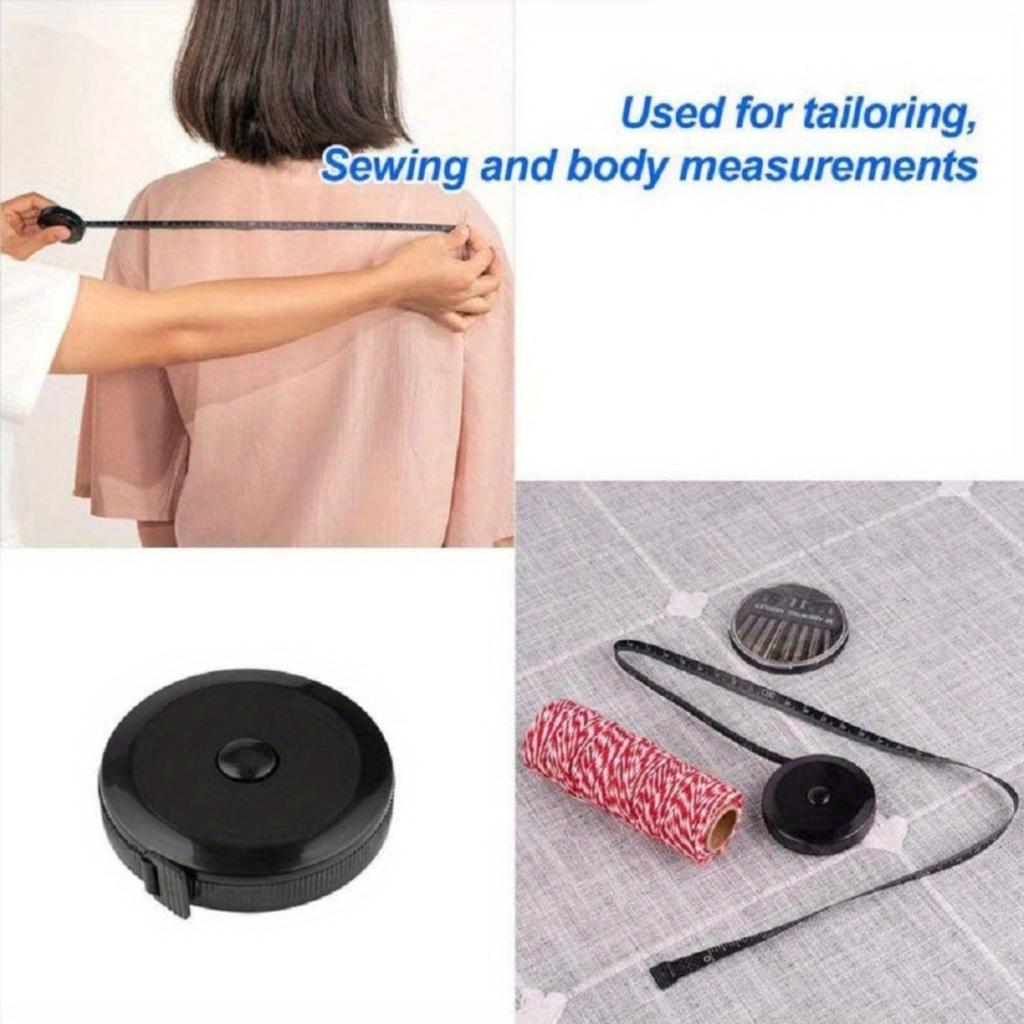 1 soft retractable tape measure, suitable for body fabrics and seamless knitting techniques, black double-sided retractable