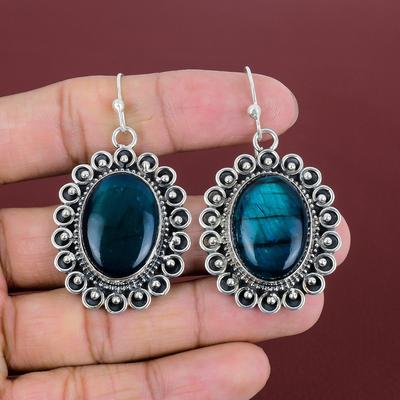 Neon Flash Labradorit Náušnice Originální šperky z drahokamů 925 Sterling Silver Náušnice Ručně vyráběné Elegantní náušnice Svatební šperky Dárky pro maminku