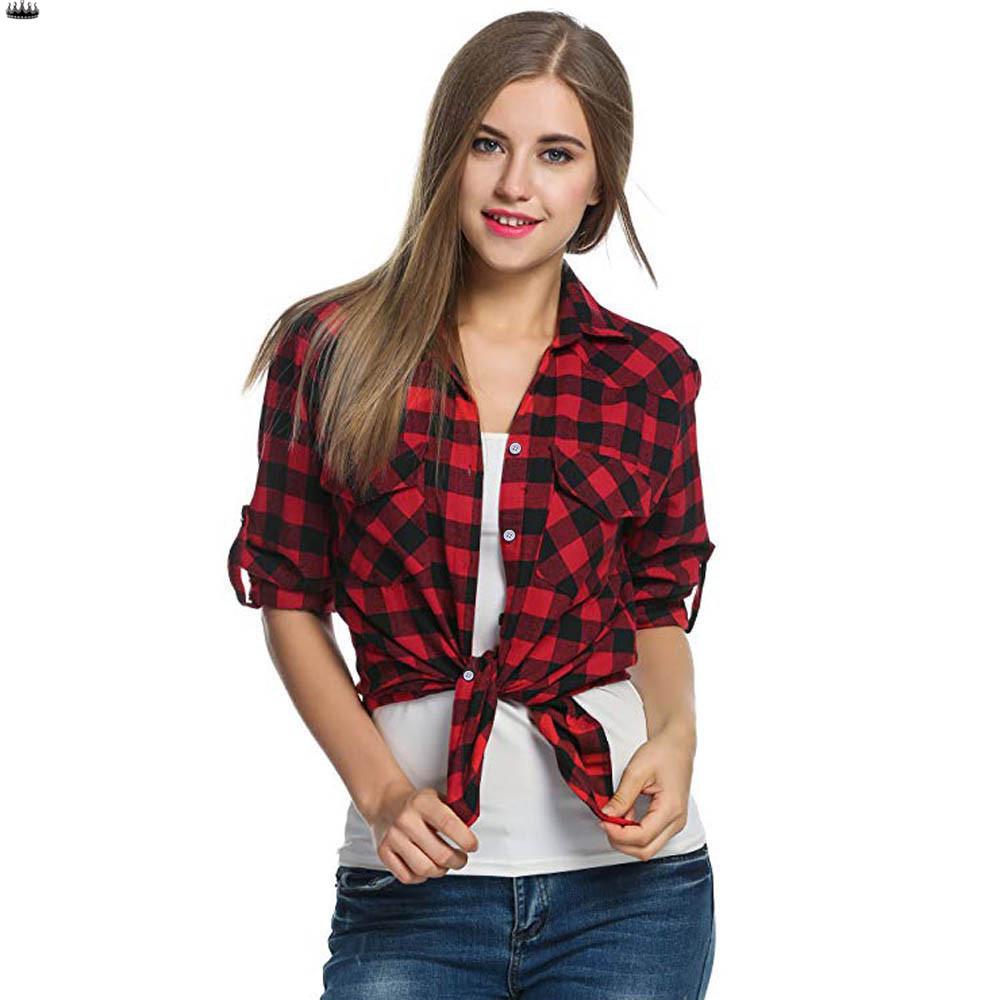 Buy Fashion Womens Tartan Plaid Flannel 