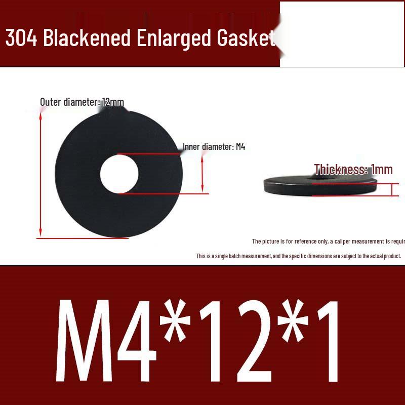 Large Black 304 Stainless Steel Ultra-Thin Oversized Flat Washer, Zinc-Plated