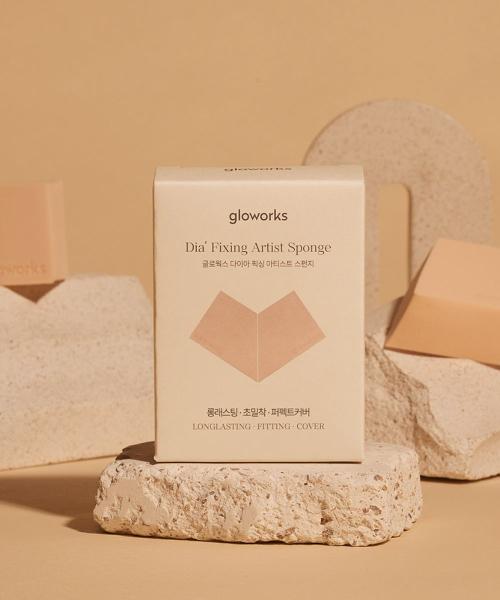 Gloworks Алмазная Фиксирующая Спонж-Кисть для Макияжа 1 Набор 2 шт. X 2 Набора DIA FIXING ARTIST SPONGE 2P x 2 SET