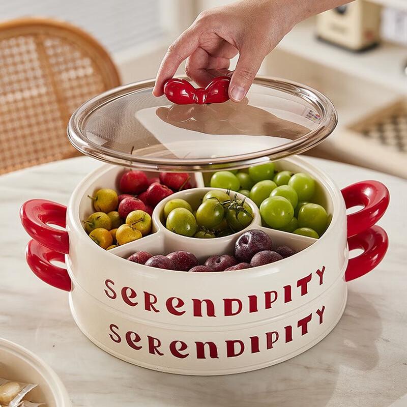 Cute Bow Two-Layer Divided Snack & Candy Tray