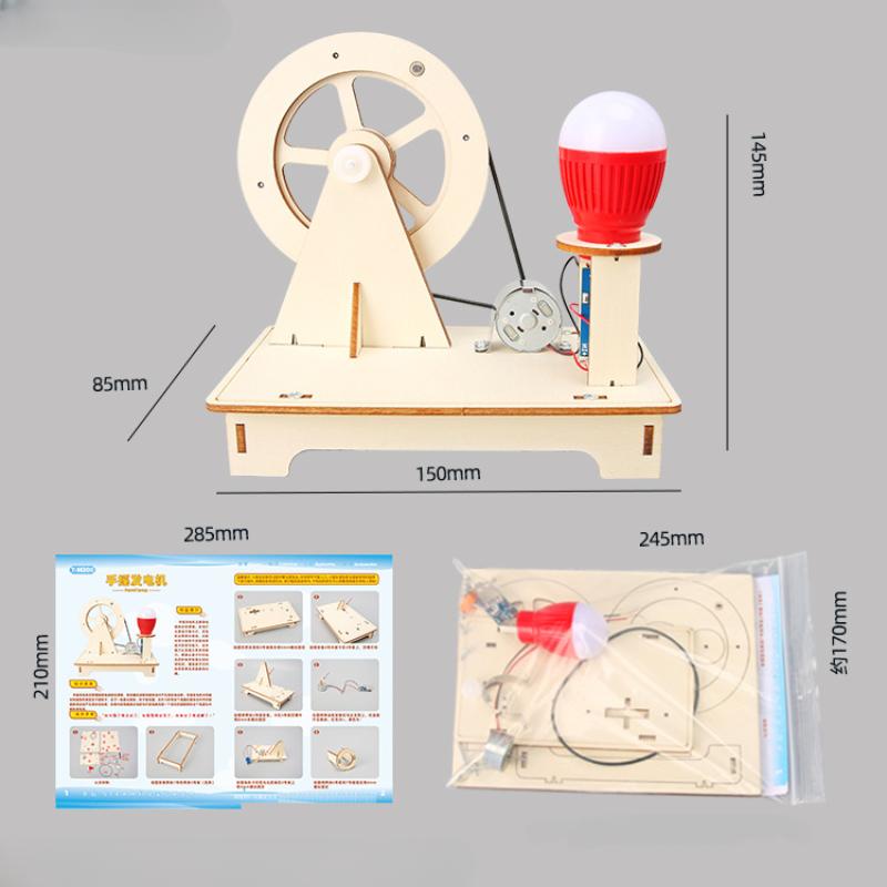 Wissenschaftliches Experiment DIY-Kit für Schüler Handkurbelgenerator Spielzeug Kreatives Technologie-Bastelset Physik-Lehrmittel Kindergeschenke