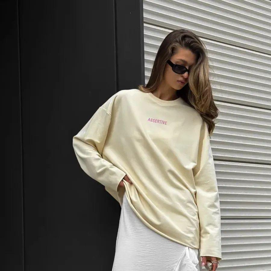 

Women s Long-Sleeve T-Shirt: 100% Pure Cotton, Trendy American & European Design, Versatile Niche Print XL (116-130 jin)