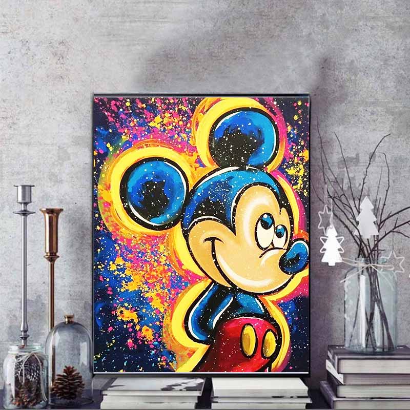 Disney Diamond Painting Pop Art Style Mickey Mouse Oil Painting 5D DIY Rhinestone Diamond Embroidery Cross stitch Home and Wedding Decorations