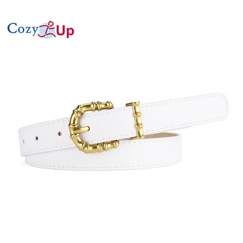 Slub Gold Buckle PU Firming PU Belt Slim Windbreaker Jeans Outer Waist Belt