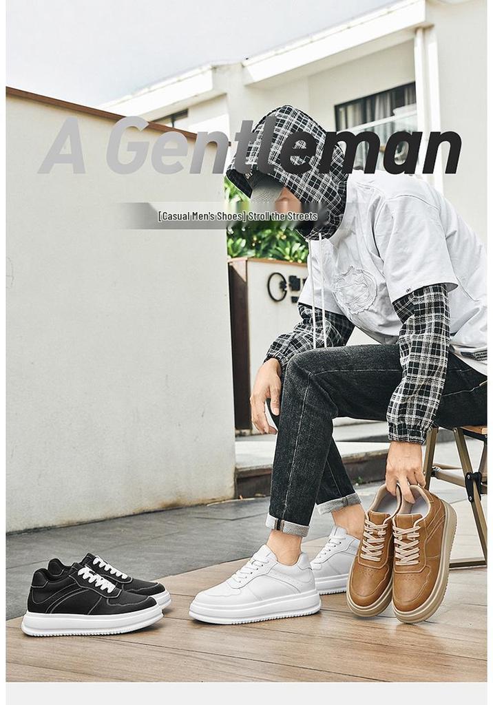 Men's Height-Boosting Workwear Platform Shoes - 8CM Thick Sole, Casual Sports Style, Invisible Lift 6CM