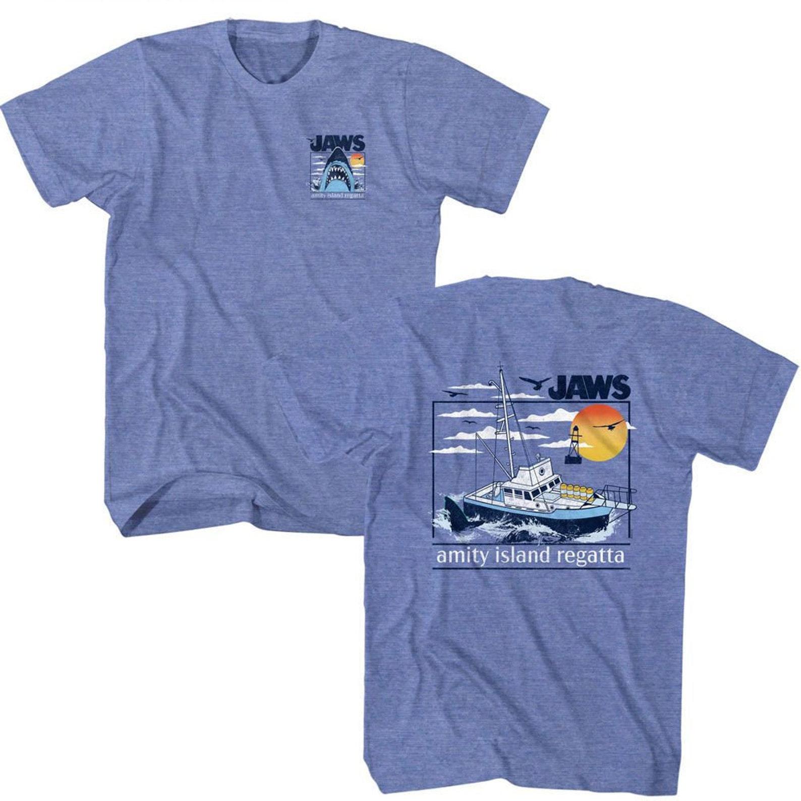 Jaws Amity Island Regatta Light Blue Heather Adult T-Shirt 2XL