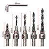 Set of 5 Three Pointed Woodworking Counterbore Drill Bits 36mm Screw Chamfering for Clean and Precise Woodworking Holes