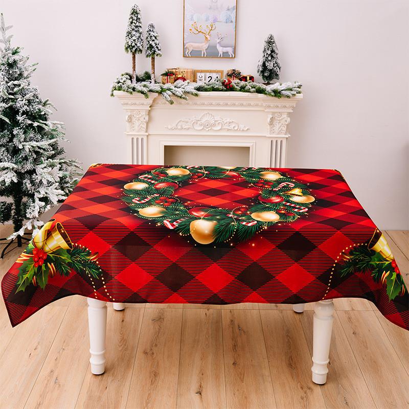 

Christmas Cartoon Print Tablecloth With Polyester Fabric For Holiday Home Decor Style A