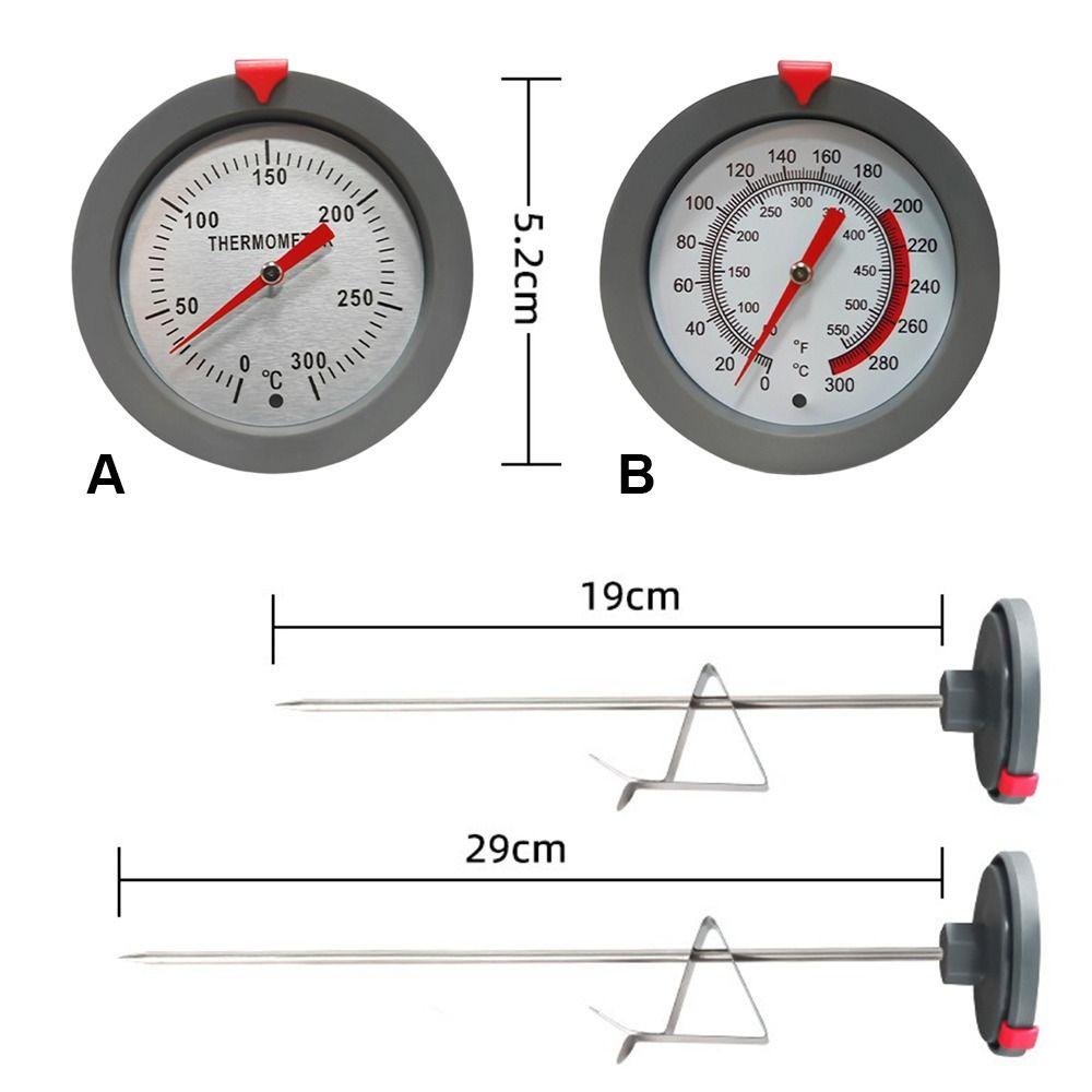 Stainless Steel Probe Probe Thermometer Dual Scale with Clip Cooking Temperature Meter Instant Read Kitchen Tools BBQ Meat