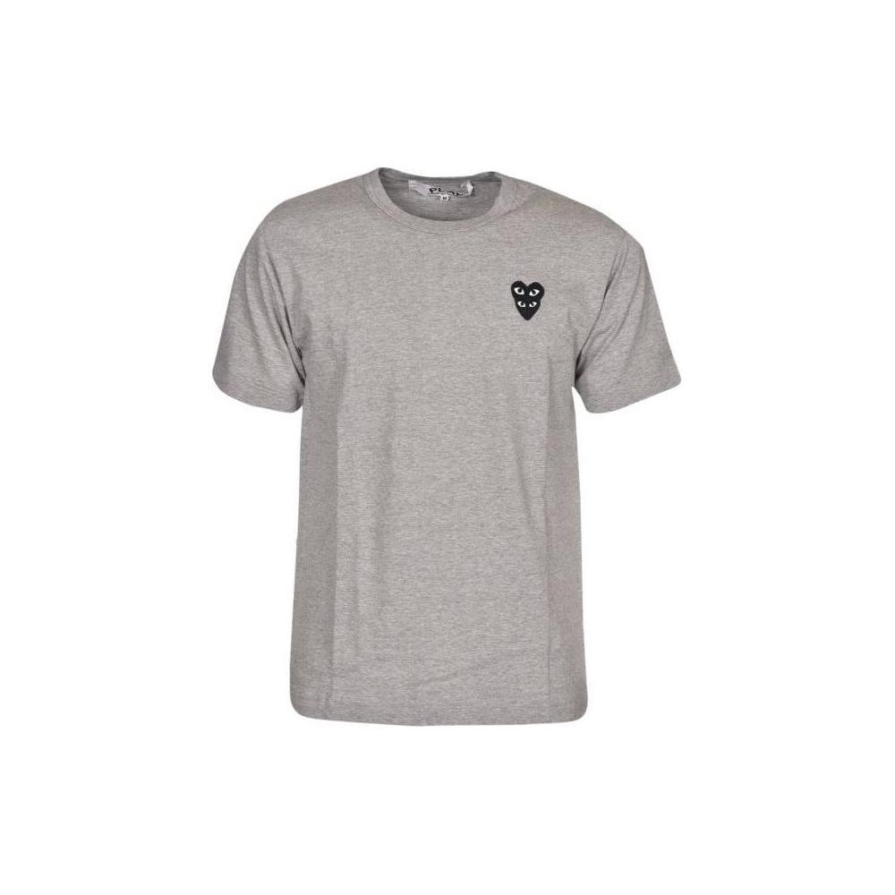 CDG Play T-Shirts Unisex Gray Crew Neck Moderate AZT296-051