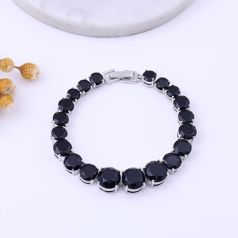 Náramek se zirkony postupné velikosti s měděnou platinou a drahokamy, ručně vyráběné kulaté barevné šperky.