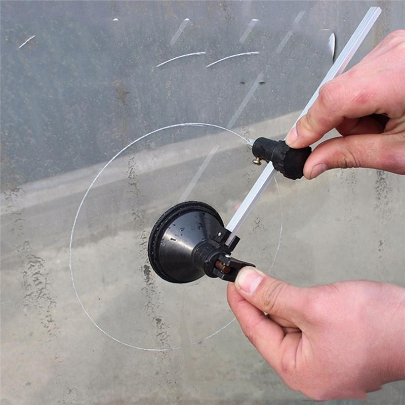 [Glass Cutter Tool] One Piece of an Adjustable Circular Glass Cutter Featuring a Suction Cup - a Metal Manual Compass-Style Tool for Cutting Glass