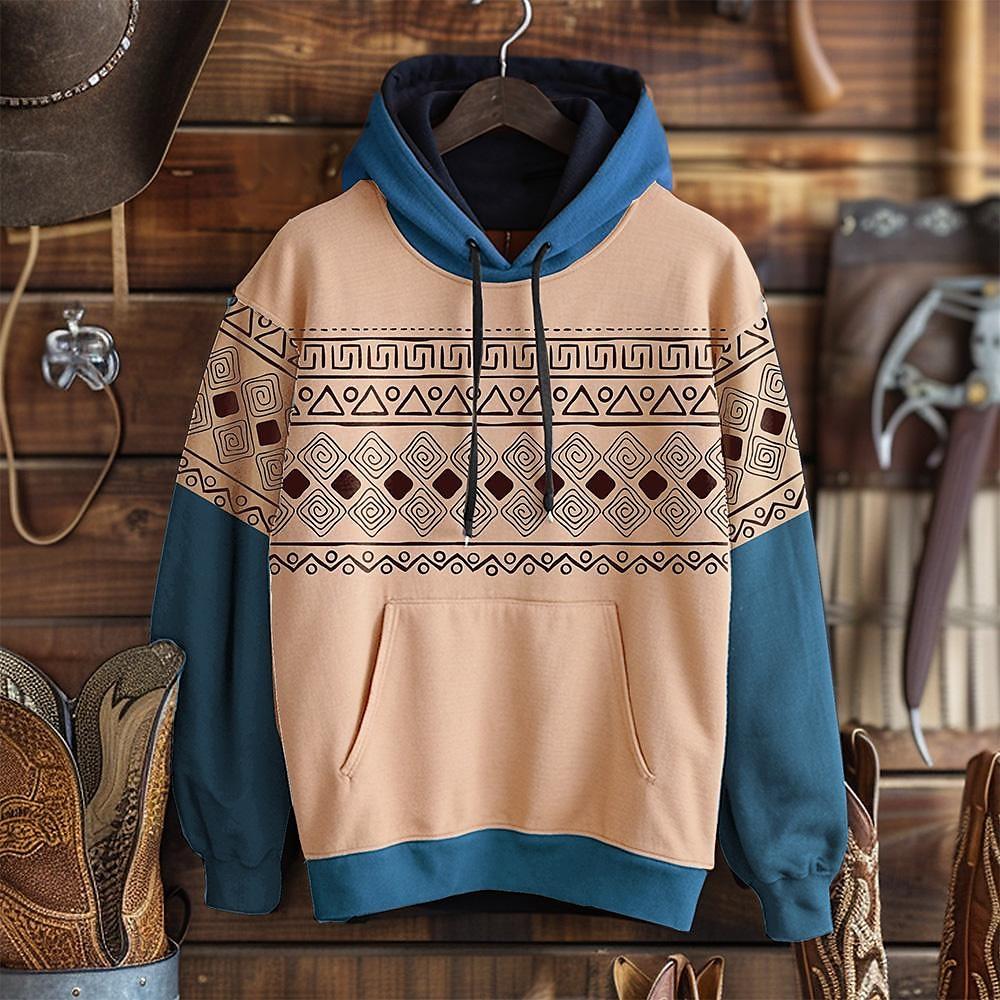 

Осенняя мужская толстовка с капюшоном с 3D-этническим узором и длинным рукавом, полосатый топ в стиле пэчворк, ретро-толстовки большого размера для мужчин, одежда 5XL