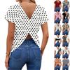 Dames T-shirt Top met Korte Mouwen, Geometrische Print, Kruisrug, V-hals, Losse Pasvorm, Casual Blouse voor Dagelijks Gebruik