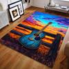 Guitar In The Sunset Print Carpet for Bedroom Living Room Bedside Sofa Floor Mat Modern Home Decor Play Area Rug Large Size