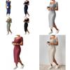 Summer Dress Women Satin Fabric Bodycon Open Slit Casual Elegant For Office Wear